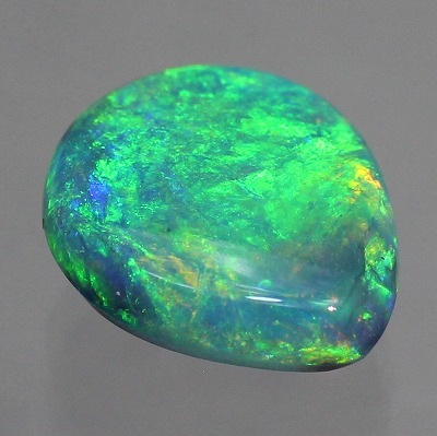 天然ブラックオパール 1.84ct【ネオングリーン美遊色】ペアシェイプ