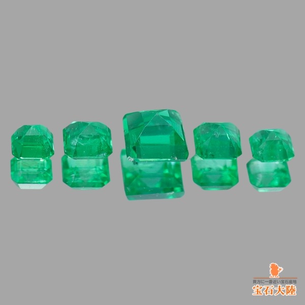 天然緑色エメラルドカット石セット 天然エメラルド 0.20ct/5P【5石セット】サンビア
