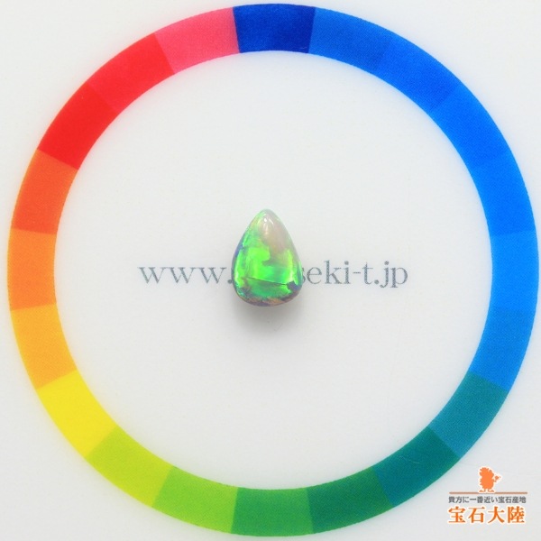 ￥100～ネオングリーンの遊色綺麗!ブラックオパール0.90　D0.33pt900　4.5グラムリング 天然ブラックオパール 0.91ct ローリンググリーン遊色 ネオン