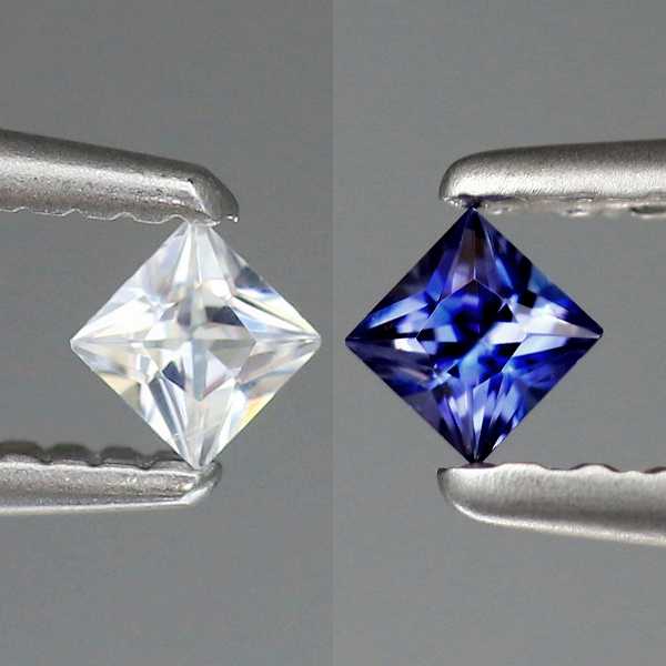 天然ベニトアイト 0.12ct/2P 【プリンセスカット】 ペア