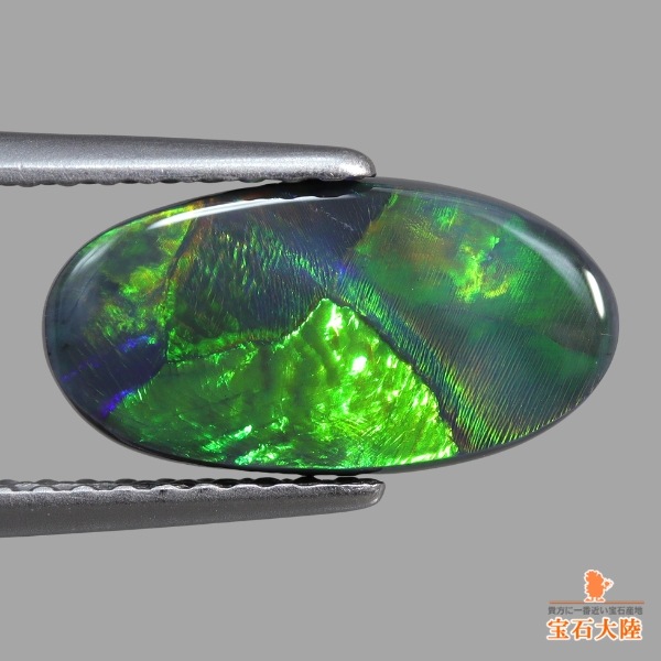 ￥100～ネオングリーンの遊色綺麗!ブラックオパール0.90　D0.33pt900　4.5グラムリング 天然ブラックオパール 0.91ct ローリンググリーン遊色 ネオン