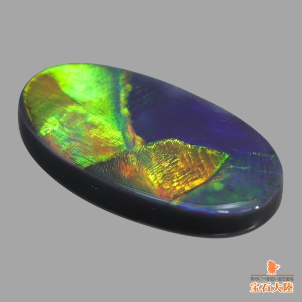 ￥100～ネオングリーンの遊色綺麗!ブラックオパール0.90　D0.33pt900　4.5グラムリング 天然ブラックオパール 0.91ct ローリンググリーン遊色 ネオン