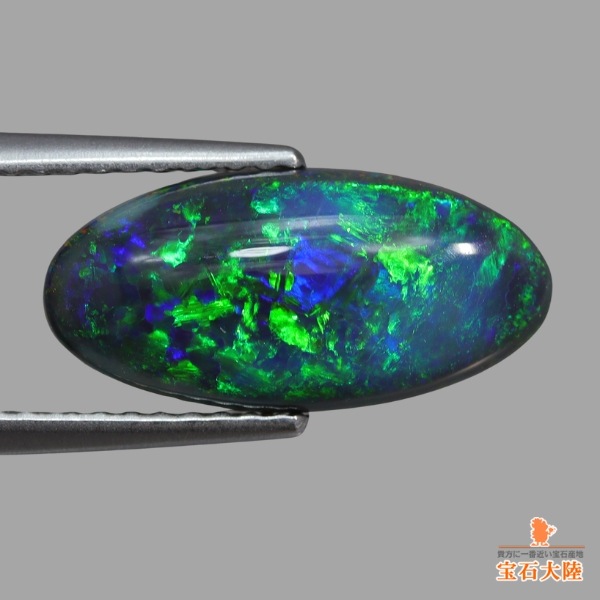 天然ブラックオパール 2.69ct 【濃厚グリーン美遊色】ライトニングリッジ