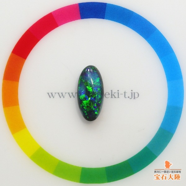 天然ブラックオパール 2.69ct 【濃厚グリーン美遊色】ライトニングリッジ