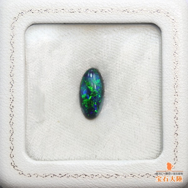 天然ブラックオパール 2.69ct 【濃厚グリーン美遊色】ライトニングリッジ
