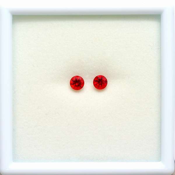 天然アンデシン 0.48ct/2P 【オレンジニッシュレッド】 ペア