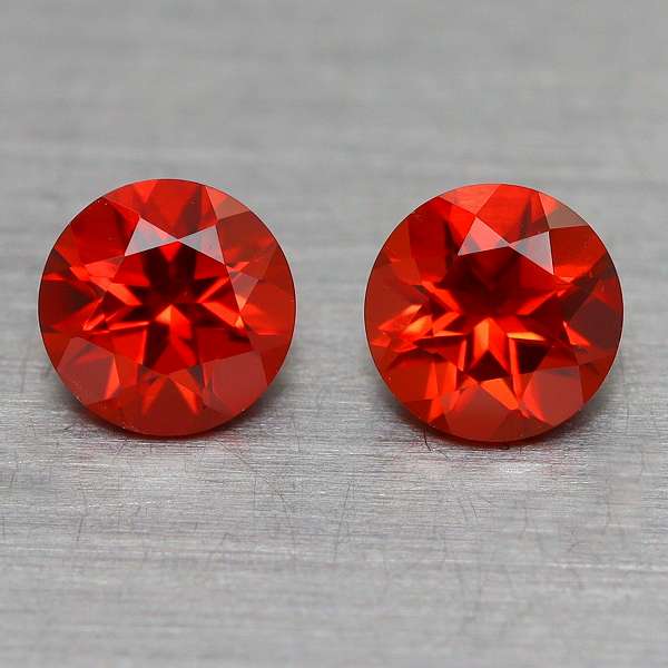 天然アンデシン 0.48ct/2P 【オレンジニッシュレッド】 ペア