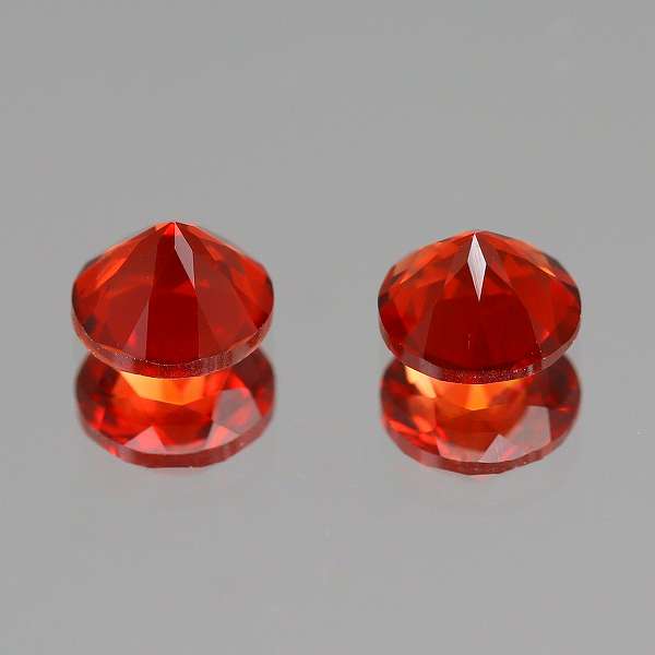 天然アンデシン 0.48ct/2P 【オレンジニッシュレッド】 ペア