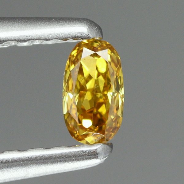 天然イエローダイヤモンド 0.106ct 【FANCY DEEP ORANGY YELLOW】中宝ソ付◇CM