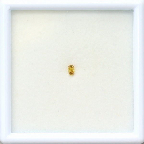 天然イエローダイヤモンド 0.106ct 【FANCY DEEP ORANGY YELLOW】中宝ソ付◇CM