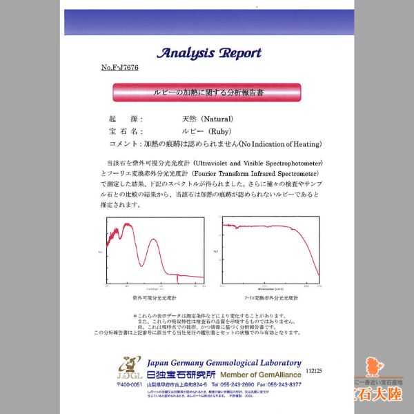 天然ルビー 0.58ct 【非加熱・美濃色】 ハート モザンビーク　日独非加熱分析書