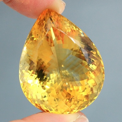 天然シトリン 115.16ct 【輝くオレンジイエロー】 大粒 中宝研