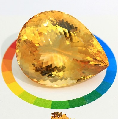 天然シトリン 115.16ct 【輝くオレンジイエロー】 大粒 中宝研