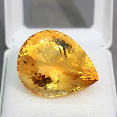 天然シトリン 115.16ct 【輝くオレンジイエロー】 大粒 中宝研