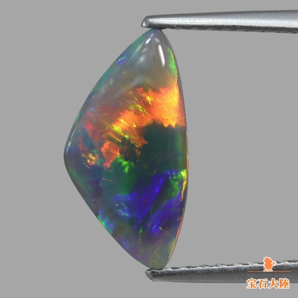天然ブラックオパール 1.76ct 【ローリングレッド美遊色】ライトニング