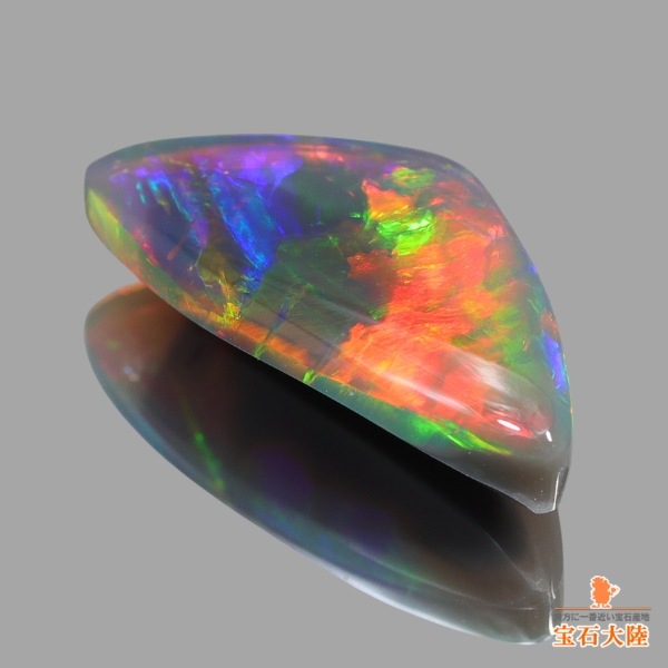 天然ブラックオパール 1.76ct 【ローリングレッド美遊色】ライトニング