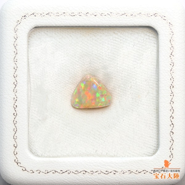 天然ボルダーオパール 3.41ct 【オレンジレッド美遊色】 オパールトン
