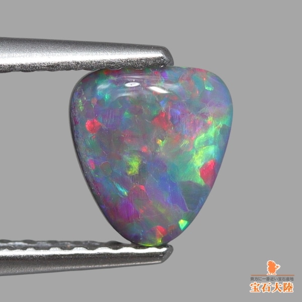 天然ブラックオパール 0.65ct 【レッドマルチ遊色】ライトニング