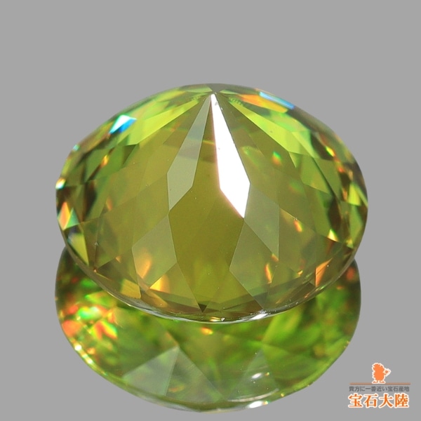まーぶる 超稀少！超激レアな天然イエローグリーン系のペンダントトップ！② 天然スフェーン 2.67ct 【極輝・グリニッシュイエロー】8.5mm
