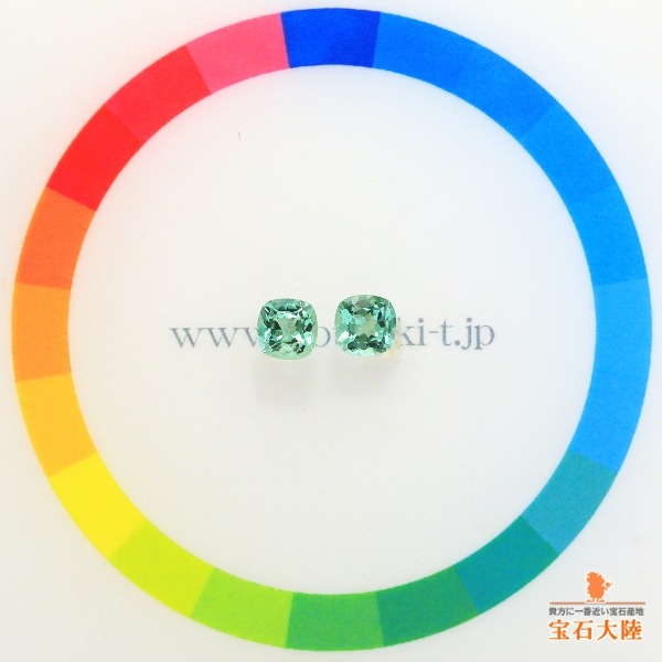 天然トルマリン 0.81ct/2P 【美発色・ブルーグリーン】 ペア ナイジェリア