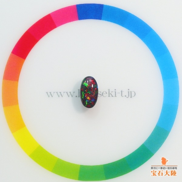 天然ブラックオパール 0.98ct 【スターバースト】赤斑・高品質 