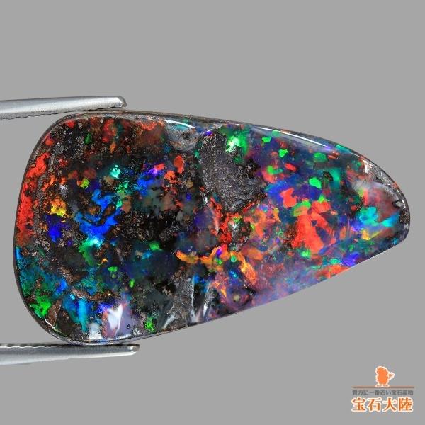 天然ボルダーオパール 19.21ct 【キラキラレッド美遊色】