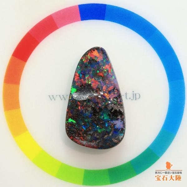 天然ボルダーオパール 19.21ct 【キラキラレッド美遊色】