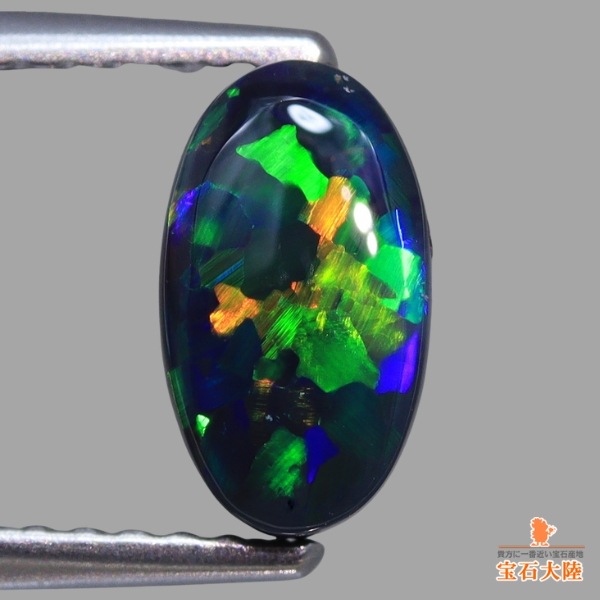 天然ブラックオパール 1.02ct 【漆黒&グリーン美遊色】 高品質 