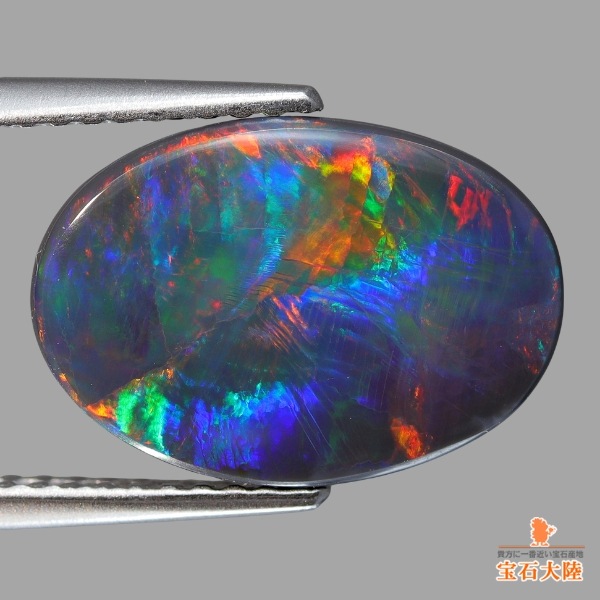 天然ブラックオパール 2.06ct 【レッドマルチ美遊色】ライトニングリッジ