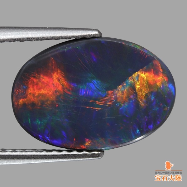 天然ブラックオパール 2.06ct 【レッドマルチ美遊色】ライトニングリッジ