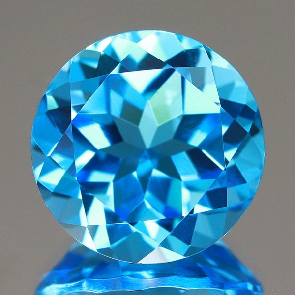 天然トパーズ 10mm  【ラウンド】 スイスブルー ワンランクアップの輝き