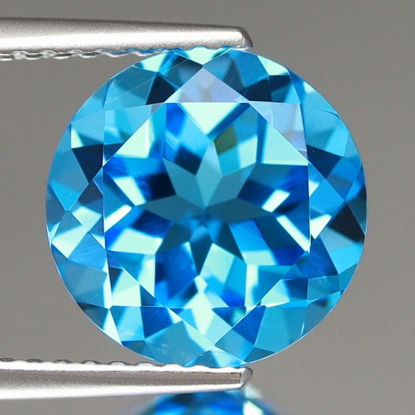 天然トパーズ 10mm  【ラウンド】 スイスブルー ワンランクアップの輝き