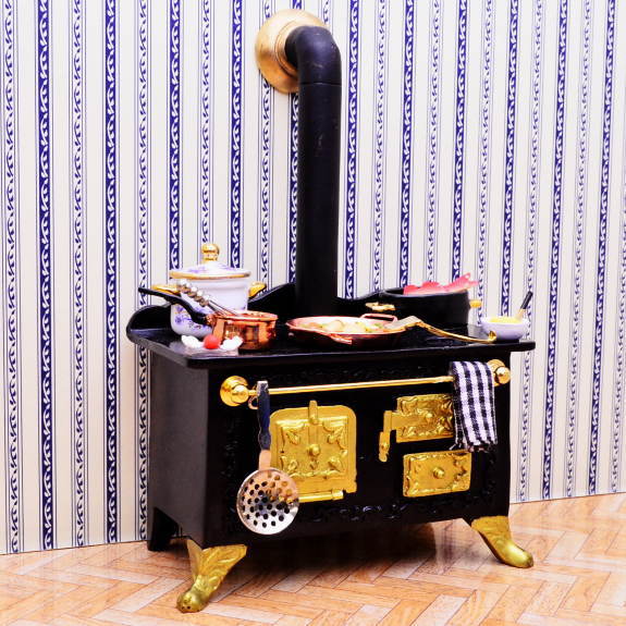 【送料無料】【Reutter】ロイターポーセリン ミニチュア雑貨 ポリレジンストーブ 小物付き [RP1830-3] [m-s]【 ネコポス不可 】(再入荷)