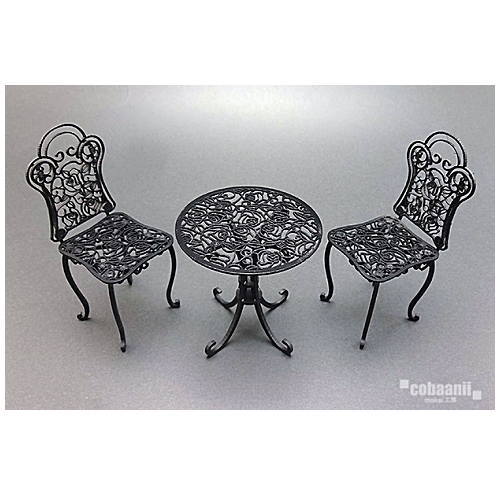 コバアニ cobaanii mokei工房 ロートアイアンファニチャー 1/12スケール ロートアイアンテーブル&チェアー 薔薇デザイン 組み立てキット [IF-018] [m-s] 【ネコポス配送対応】