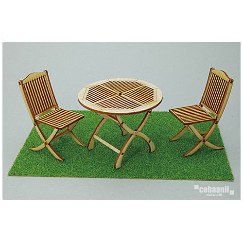 コバアニ cobaanii mokei工房 ウッデンフォルム 1/12スケール ガーデンテーブル & チェアーセット 組み立てキット [WF-007] [m-s] 【ネコポス配送対応】