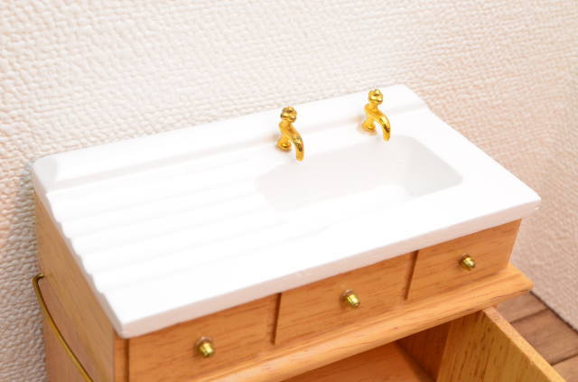 送料無料】ミニチュア家具 クラシック キッチン家具6点セットA オーク
