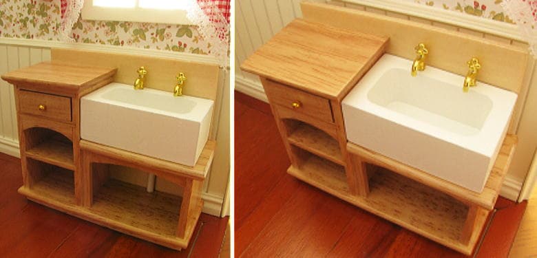 ミニチュア家具 キッチンシンク カントリーナチュラル (1/12スケール