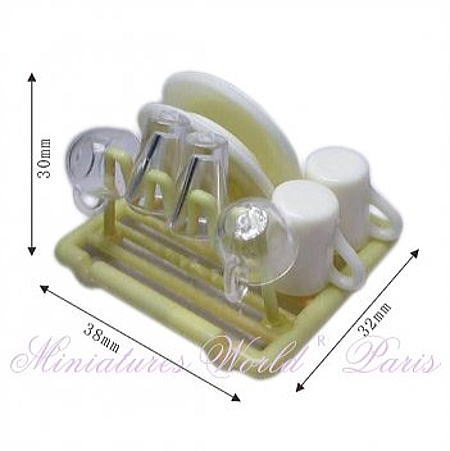 ミニチュア雑貨 水切りラック 食器付き [MWDM225] [m-s][imp] 【 ネコポス不可 】