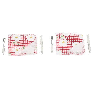 ミニチュア雑貨 赤ナフキンとナイフ (2組セット) [B(F-46)][m-s]【ネコポス配送対応】