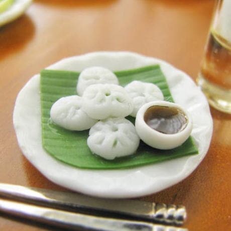 ミニチュアフード ニラ饅頭５個 お皿付き [VRRF-73][m-s]【ネコポス配送対応】【C】