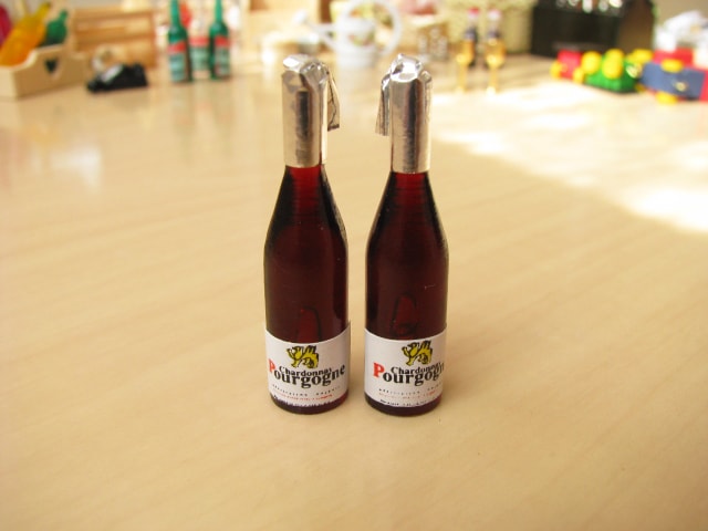 ミニチュア雑貨 ブルゴーニュ風ワイン2本セット[ID51016][m-s]【ネコポス配送対応】