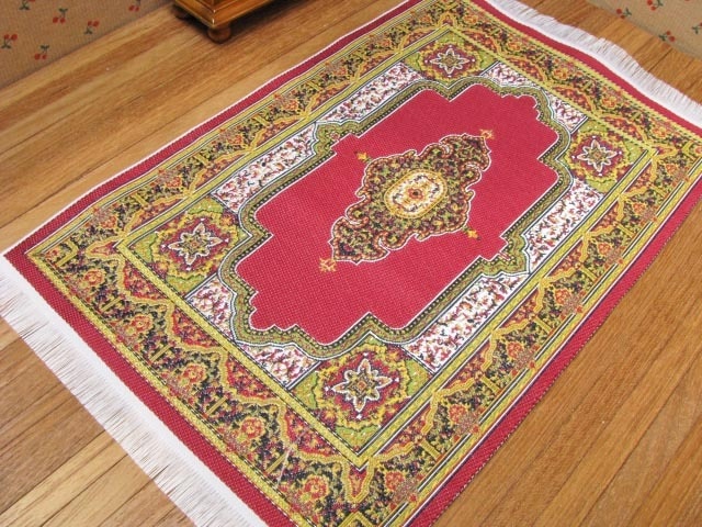 ミニチュア家具 ミニチュアカーペット 150×250 センターレッド [KPM09] [m-s]【ネコポス配送対応】