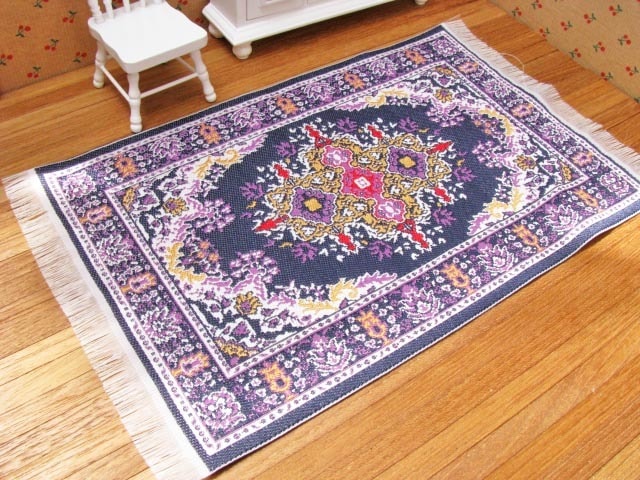 ミニチュア家具 ミニチュアカーペット 150×250 パープル＆レッド[KPM22] [m-s]【ネコポス配送対応】