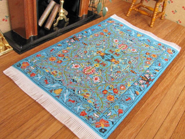 ミニチュア家具 ミニチュアラグ 100×150 ターコイズブルー [KPSR08] [m-s]【ネコポス配送対応】