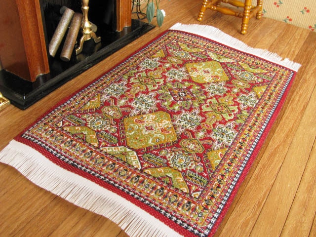 ミニチュア家具 ミニチュアラグ 100×150 格子柄　[KPSR11] [m-s]【ネコポス配送対応】