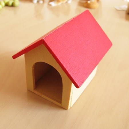 ミニチュア雑貨 赤い犬小屋 エサ入れ付き [NY30049][m-s]【 ネコポス不可 】