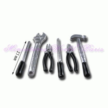 ミニチュア雑貨 黒のハンドツール６点セット [MWJM18B][m-s]【ネコポス配送対応】
