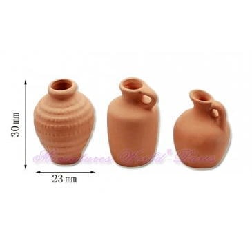 ミニチュア雑貨 ガーデン用 リアルなテラコッタのジャグ 3個セット[MWDM141][m-s]【ネコポス配送対応】