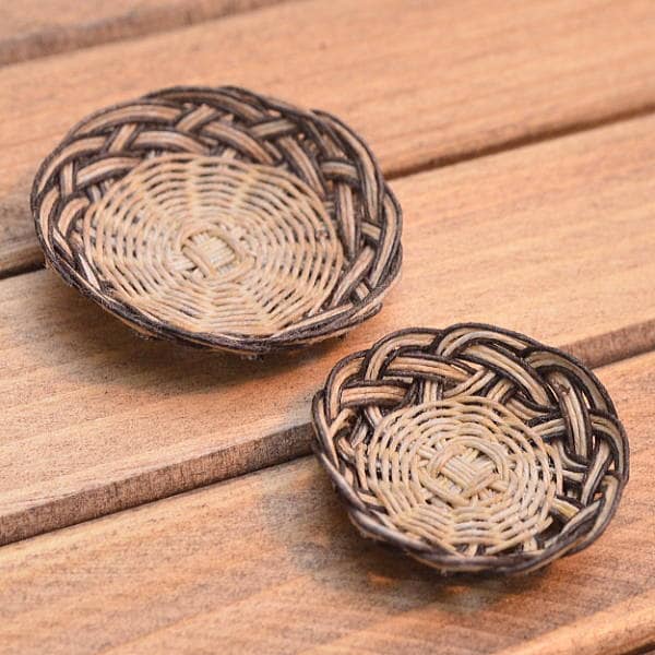 ミニチュア雑貨 平かご 2枚セット 作家：糟谷由美子さん [品番：28372] [m-s]【ネコポス配送対応】