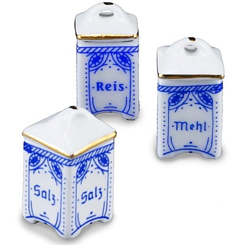 【Reutter】 ロイターポーセリン ミニチュア雑貨 キッチンキャニスター3個セット [RP1818-5] [m-s]【 ネコポス不可 】